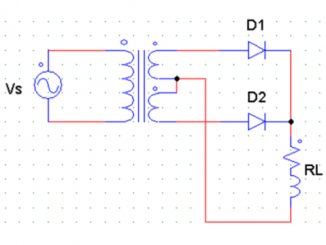 center tapped full wave rectifier using 2 diode