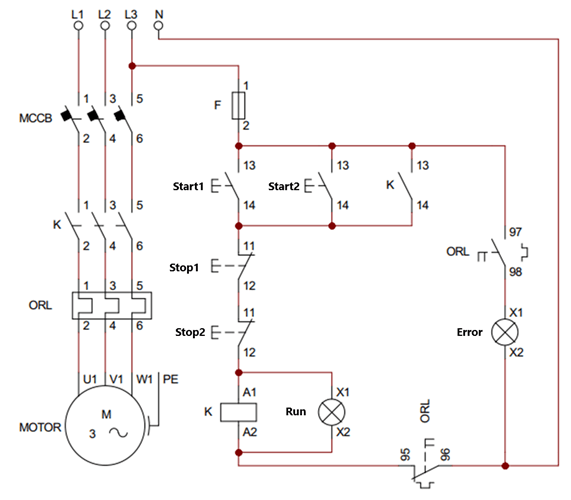 motor control circuit in two positions