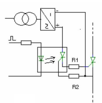 circuit using optocoupler to control SCR