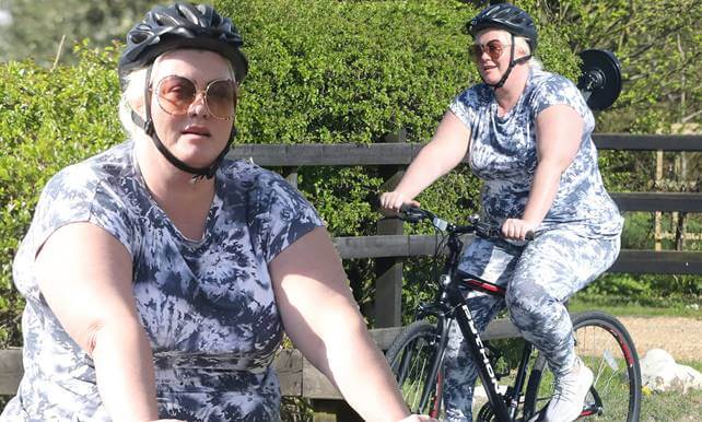 Gemma Collins weight loss by cycling in the countryside