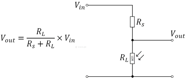 Voltage divider circuit using photoresistor
