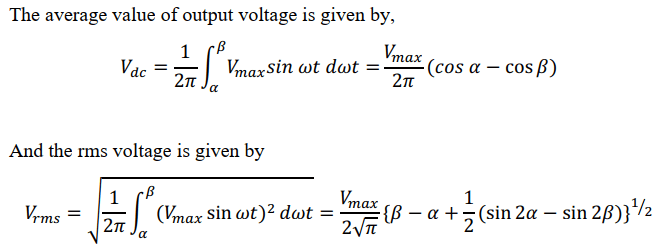 the average value and the rms output voltage