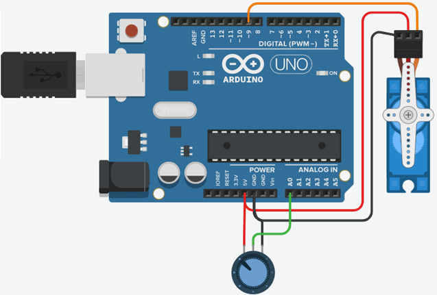 RC Servo connect with Arduino, potentiometer