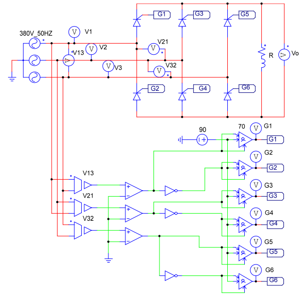 Three phase full wave controlled rectifier circuit