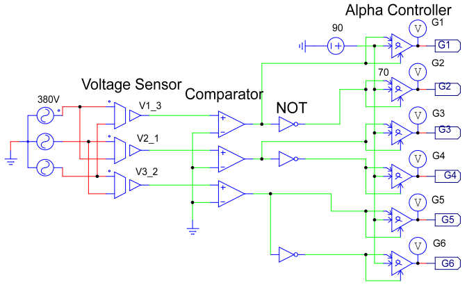 Control circuit of 3 phase fully controlled converter
