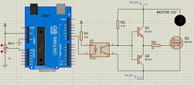 DC motor speed control circuit using arduino