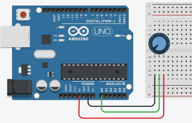 Arduino serial example to display input voltage