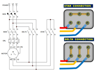 manual star delta starter circuit diagram