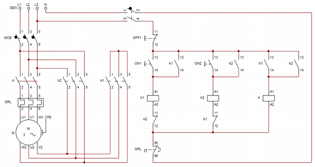 manual star delta starter control circuit diagram 