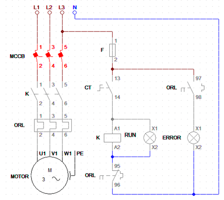 DOL starter control circuit using switch