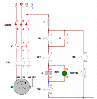DOL starter control circuit using push button